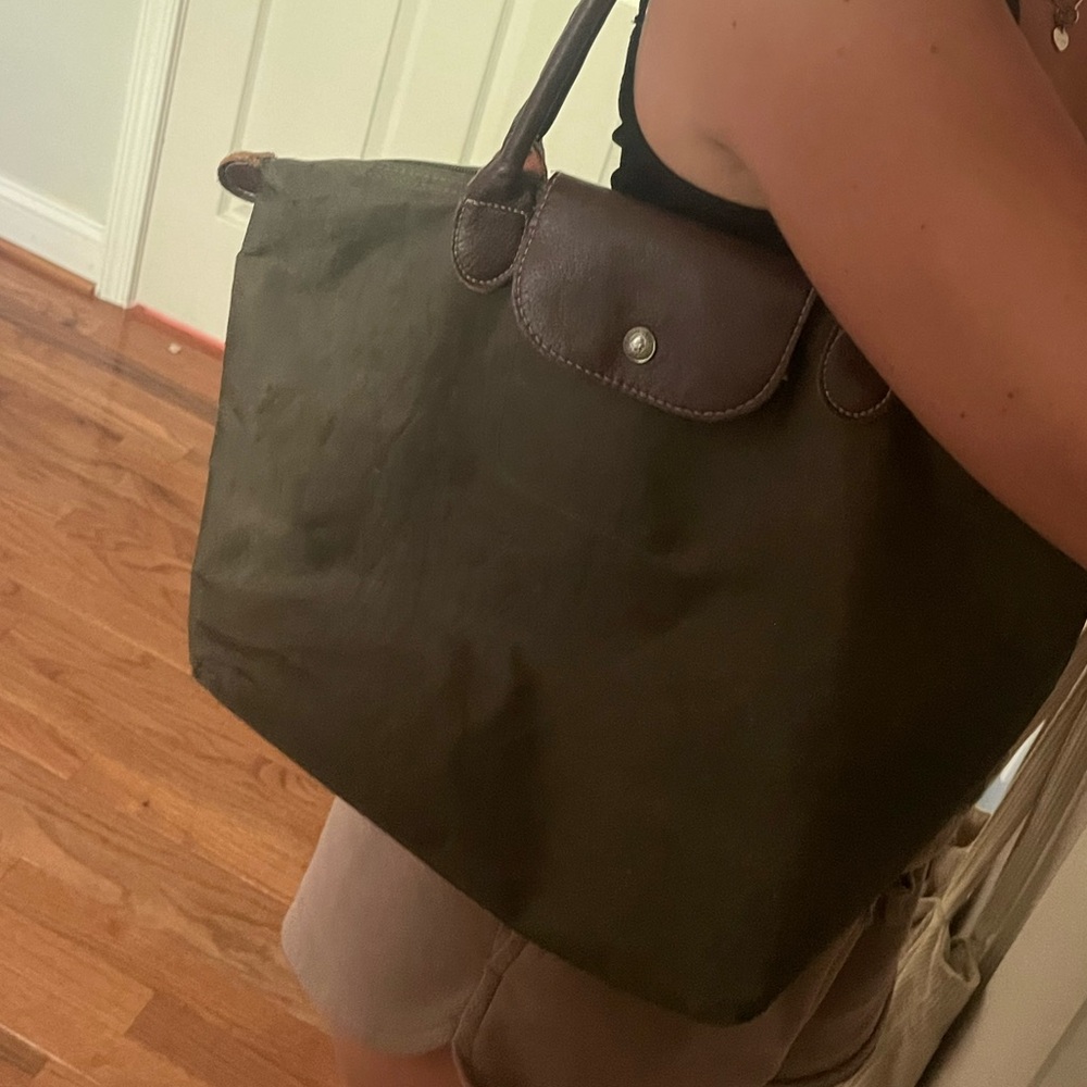 Longchamp Olive Green Laptop Bag